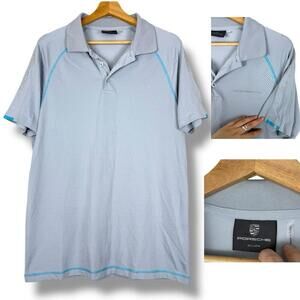 Porsche Design Light Blue Polo Shirt Size M Logo Athletic Fit Divers Selection